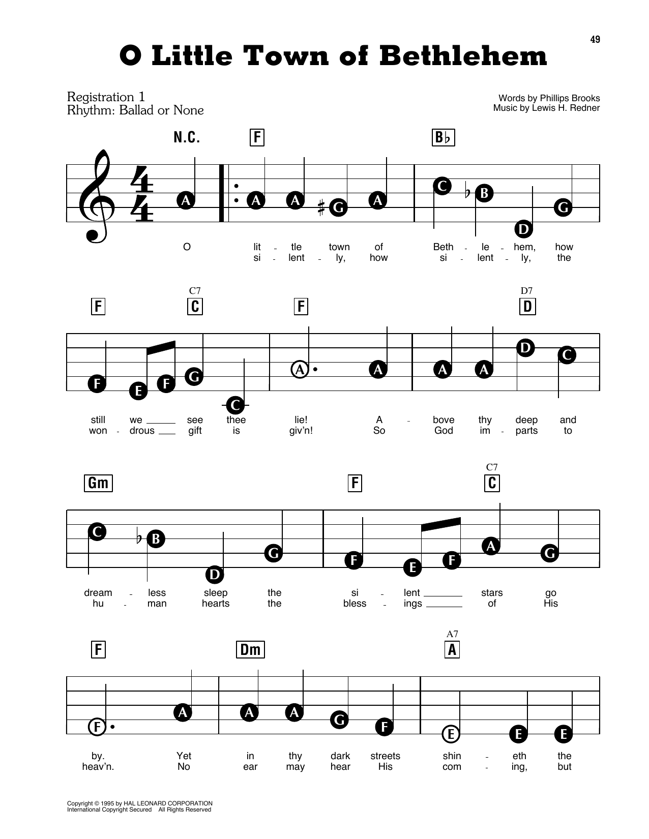 Learn to play Christmas Carol O Little Town Of Bethlehem sheet music for E-Z Play Today in minutes. Christmas Carol O Little Town Of Bethlehem sheet music preview music notes and score for E-Z Play Today including 3 page(s)