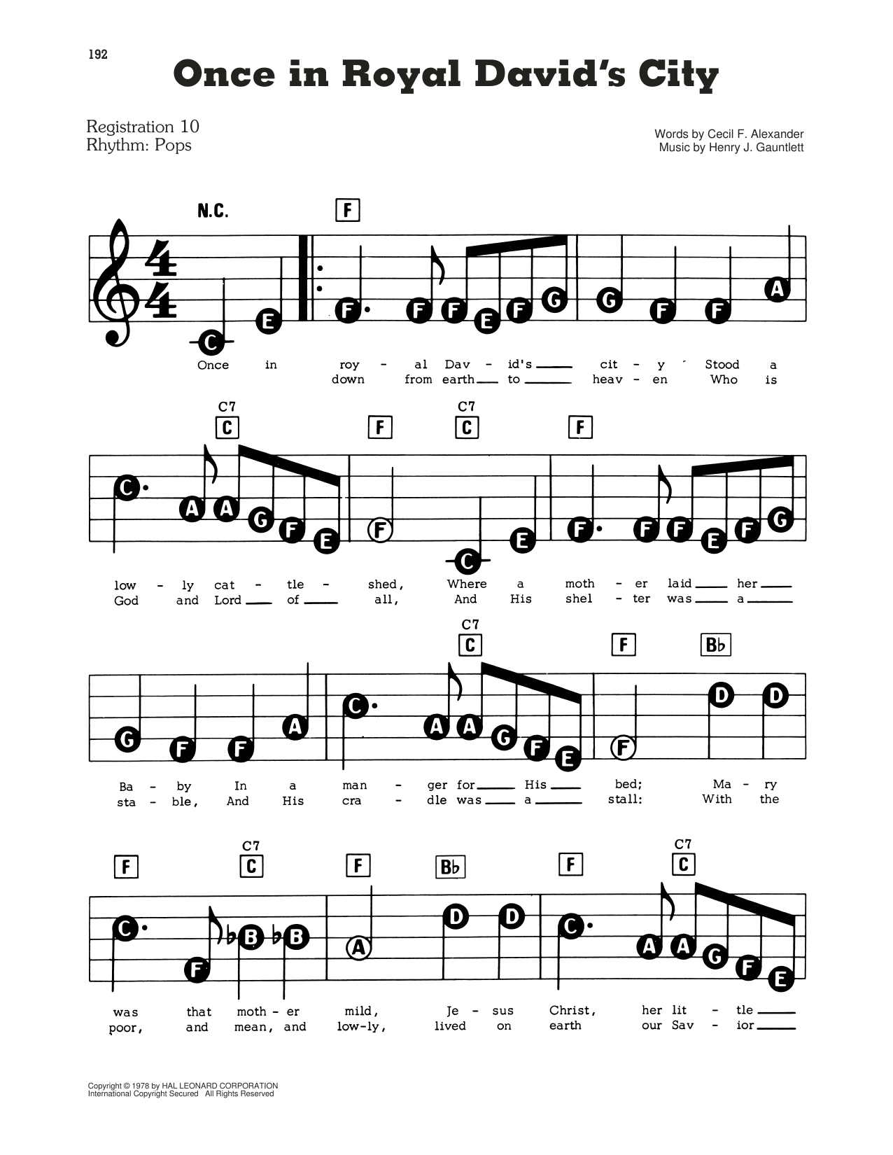Learn to play Christmas Carol Once In Royal David's City sheet music for E-Z Play Today in minutes. Christmas Carol Once In Royal David's City sheet music preview music notes and score for E-Z Play Today including 3 page(s)