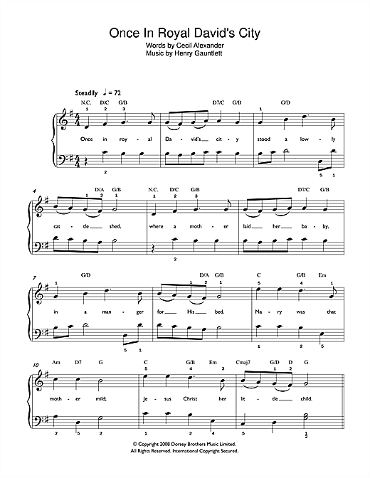 Learn to play Christmas Carol Once In Royal David's City sheet music for Beginner Piano in minutes. Christmas Carol Once In Royal David's City sheet music preview music notes and score for Beginner Piano including 2 page(s)