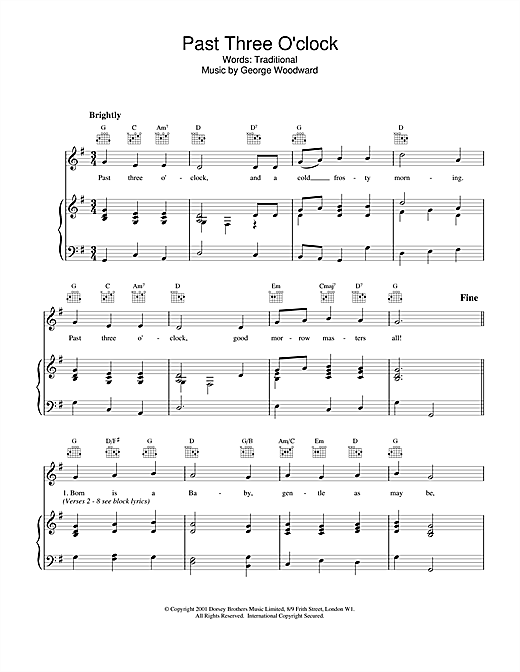 Learn to play Christmas Carol Past Three O'Clock sheet music for Piano & Vocal in minutes. Christmas Carol Past Three O'Clock sheet music notes and chords