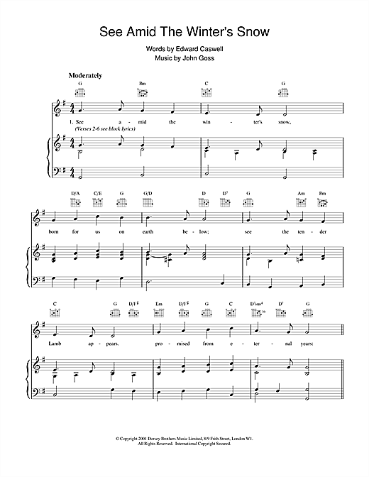 Learn to play Christmas Carol See Amid The Winter's Snow sheet music for Piano & Vocal in minutes. Christmas Carol See Amid The Winter's Snow sheet music notes and chords