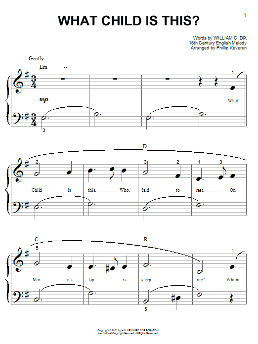 Learn to play Christmas Carol What Child Is This? sheet music for Piano (Big Notes) in minutes. Christmas Carol What Child Is This? sheet music preview music notes and score for Piano (Big Notes) including 2 page(s)