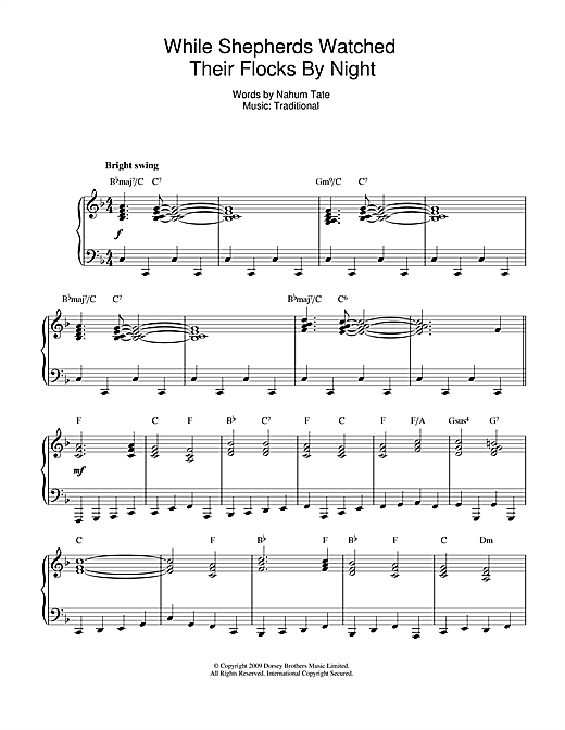 Learn to play Christmas Carol While Shepherds Watched Their Flocks (jazz version) sheet music for Piano in minutes. Christmas Carol While Shepherds Watched Their Flocks (jazz version) sheet music notes and chords