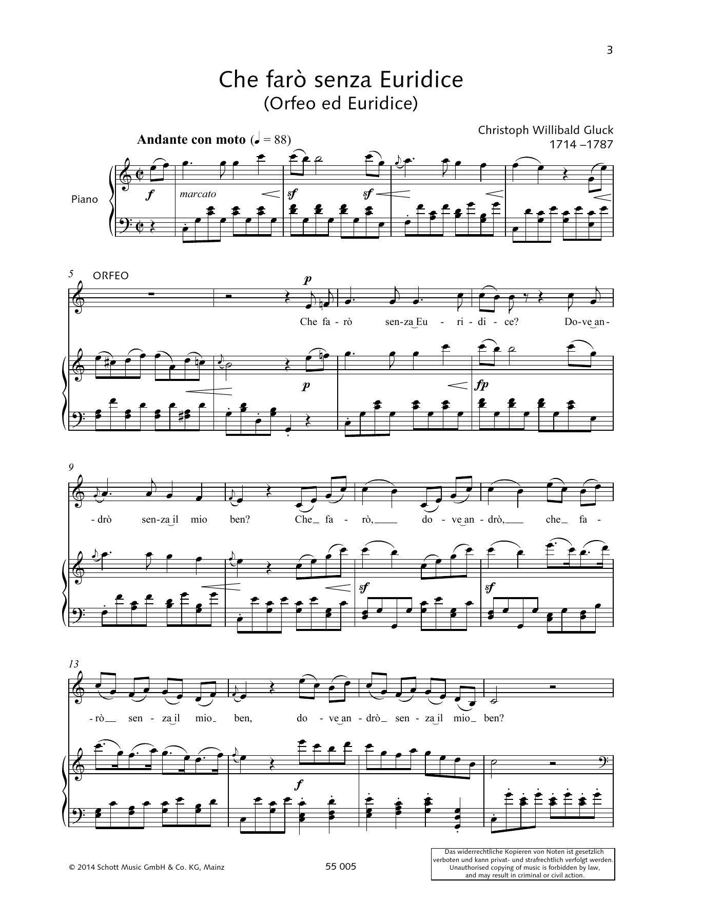 Learn to play Christoph Willibald Gluck Che farò senza Euridice sheet music for Woodwind Solo in minutes. Christoph Willibald Gluck Che farò senza Euridice sheet music preview music notes and score for Woodwind Solo including 6 page(s)