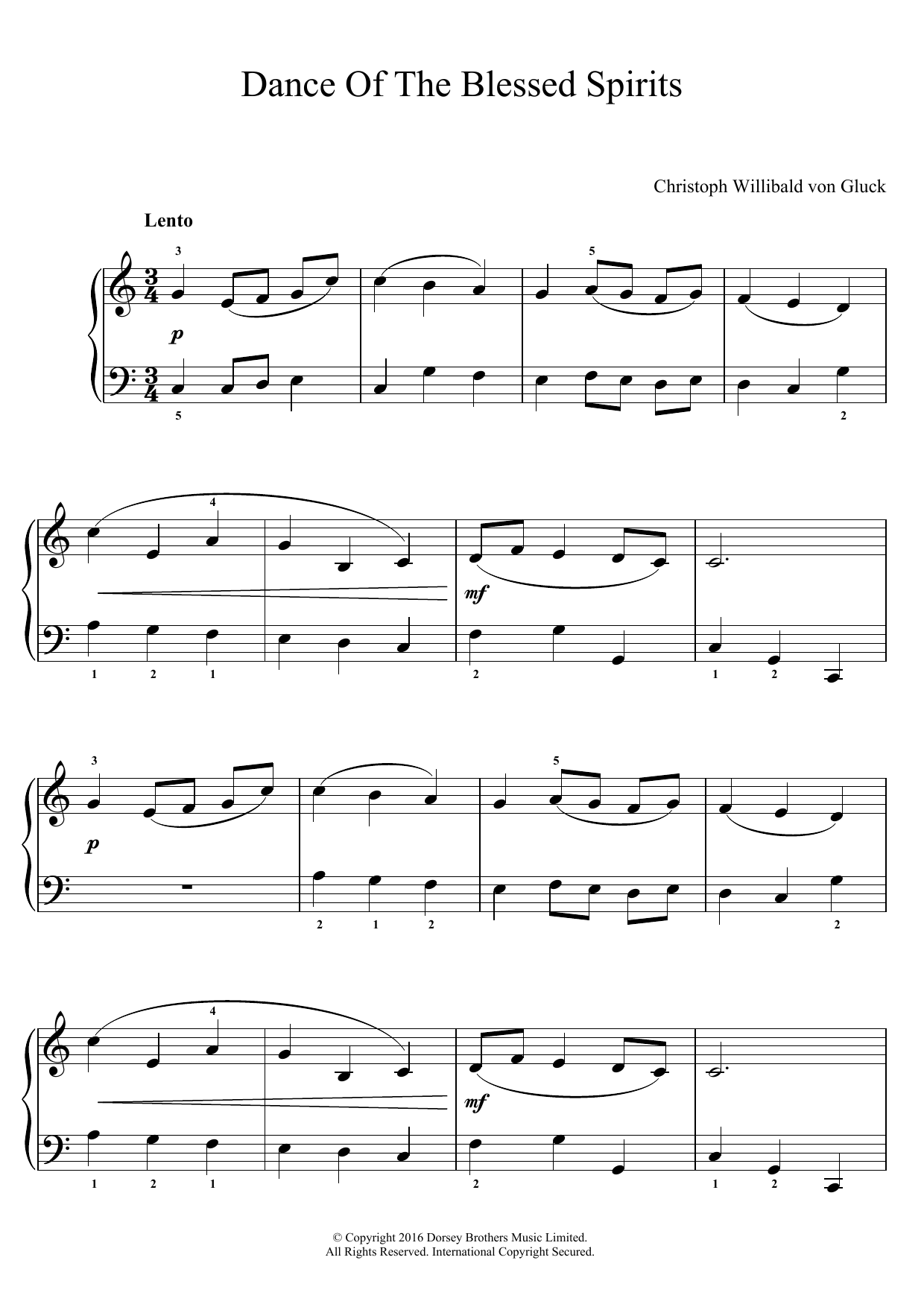 Learn to play Christoph Willibald von Gluck Dance Of The Blessed Spirits (from Orfeo ed Euridice) sheet music for Piano in minutes. Christoph Willibald von Gluck Dance Of The Blessed Spirits (from Orfeo ed Euridice) sheet music preview music notes and score for Piano including 2 page(s)