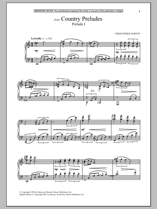 Christopher Norton Country Preludes, Prelude I sheet music, chords, lyrics - Printable PDF for Piano