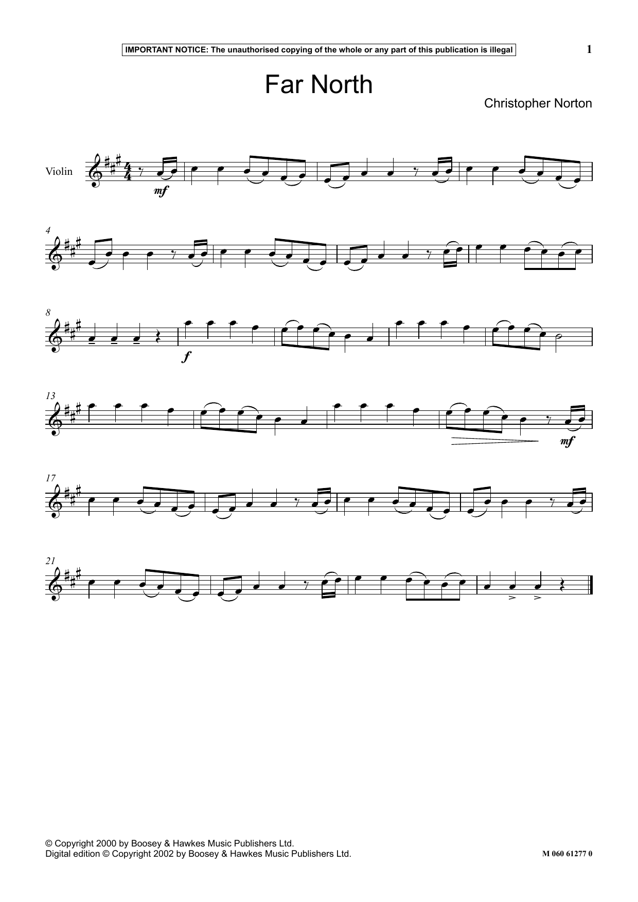 Christopher Norton Far North sheet music, chords, lyrics - Printable PDF for Instrumental Solo