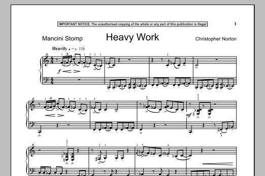 Christopher Norton Heavy Work sheet music, chords, lyrics - Printable PDF for Piano