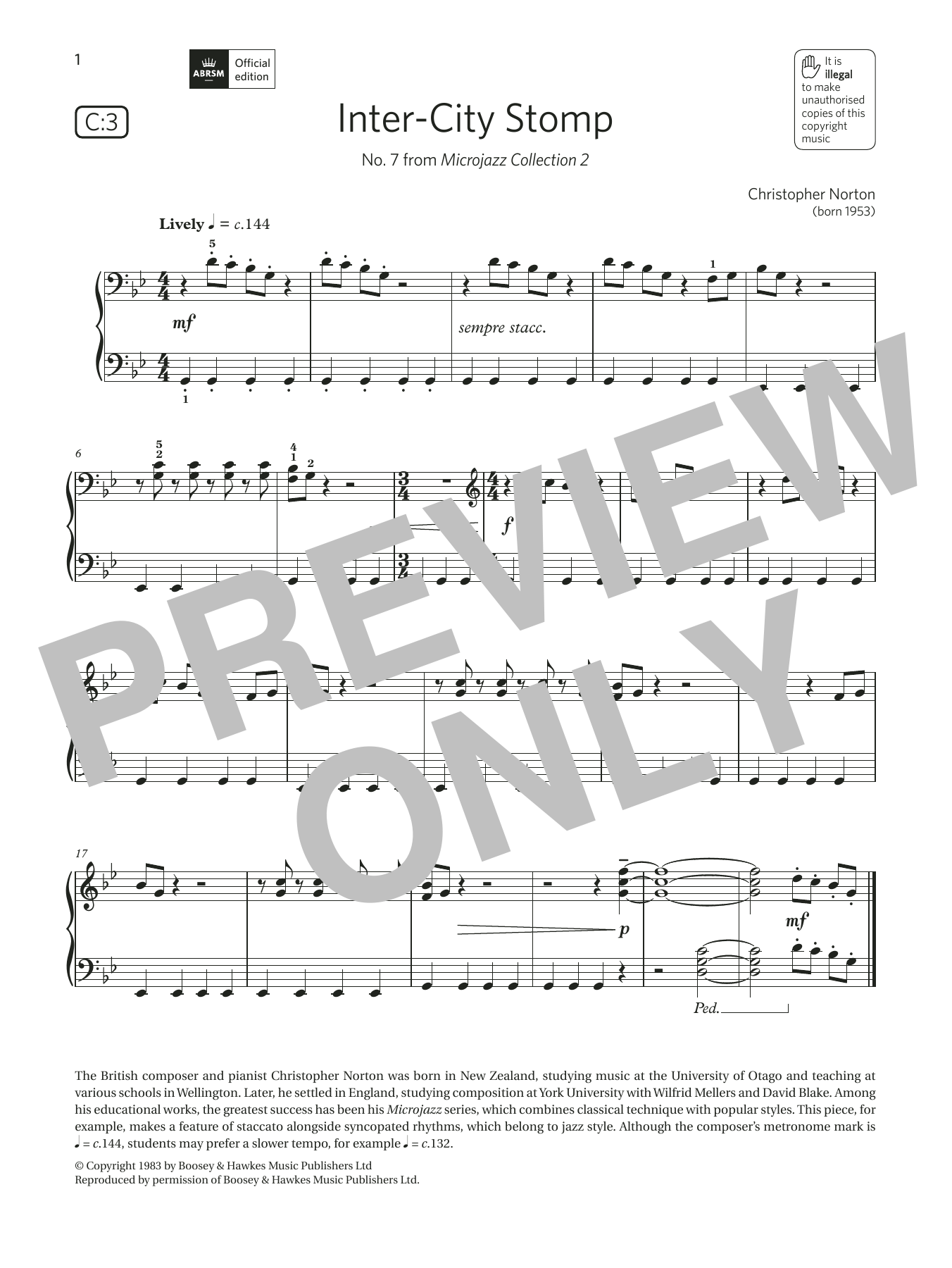 Christopher Norton Inter-City Stomp (Grade 2, list C3, from the ABRSM Piano Syllabus 2021 & 2022) sheet music, chords, lyrics - Printable PDF for Piano Solo