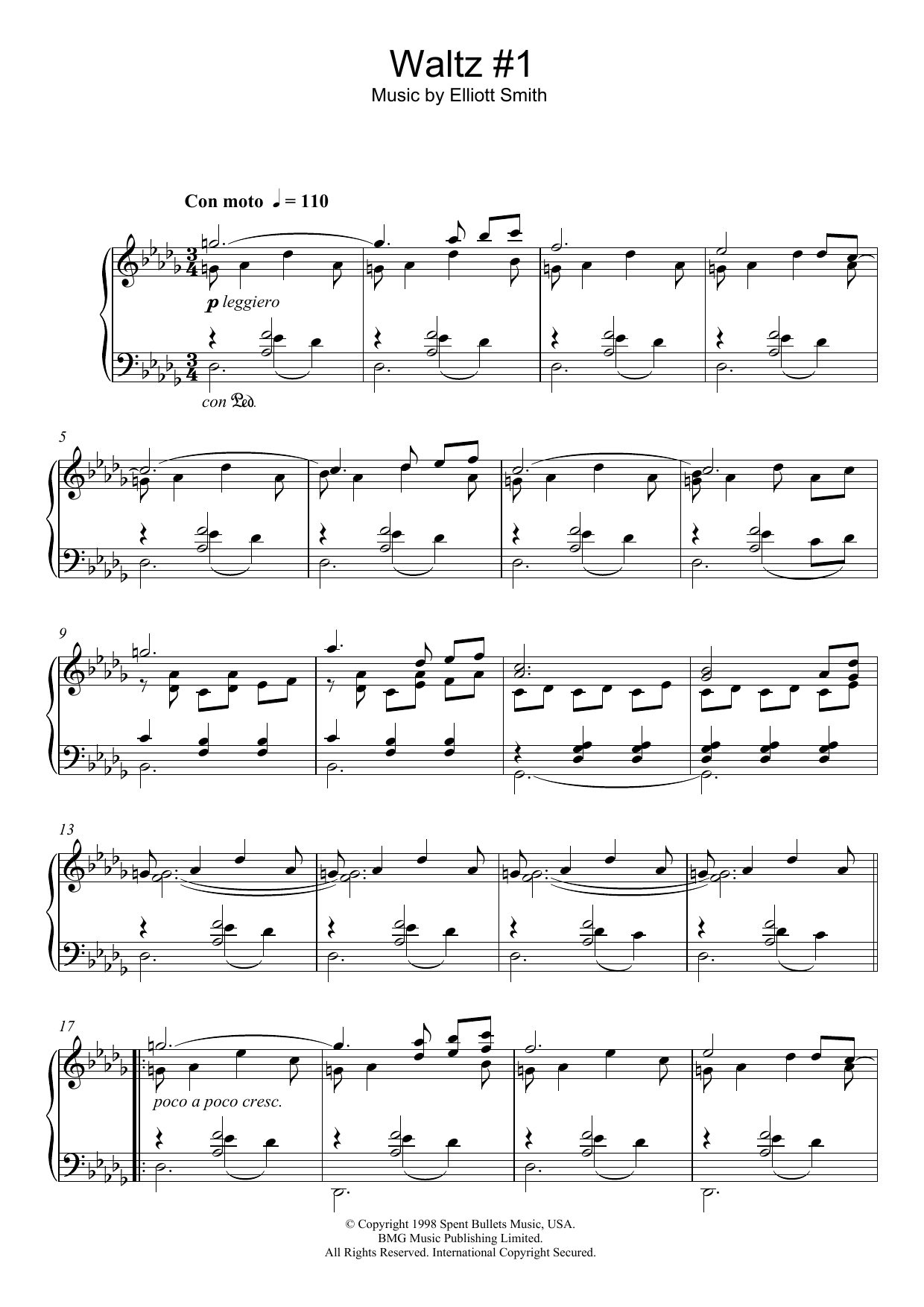 Christopher O'Riley Waltz #1 sheet music, chords, lyrics - Printable PDF for Piano