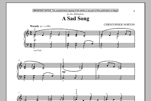 Learn to play Christopher Norton A Sad Song sheet music for Piano in minutes. Christopher Norton A Sad Song sheet music notes and chords