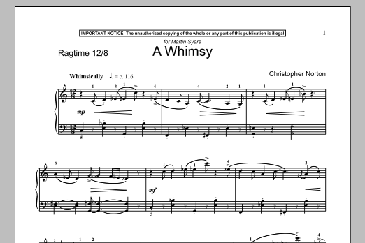 Learn to play Christopher Norton A Whimsy sheet music for Piano in minutes. Christopher Norton A Whimsy sheet music notes and chords