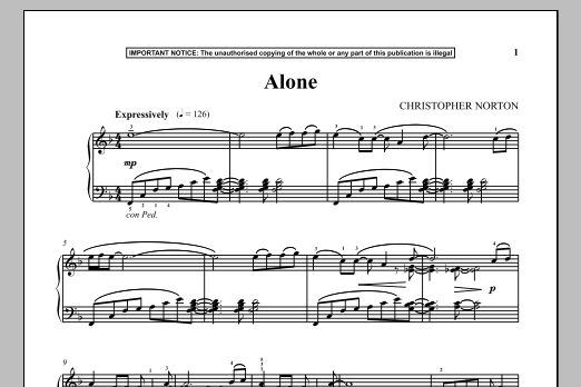 Learn to play Christopher Norton Alone sheet music for Piano in minutes. Christopher Norton Alone sheet music notes and chords