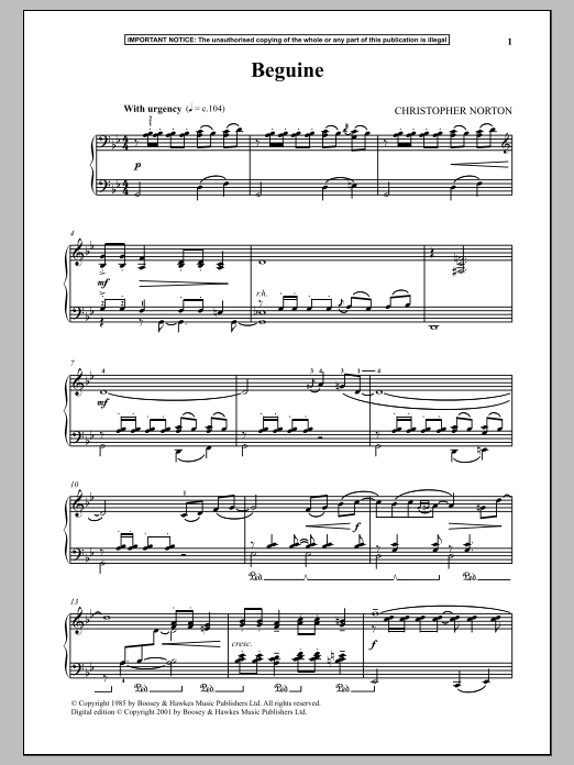 Learn to play Christopher Norton Beguine sheet music for Piano in minutes. Christopher Norton Beguine sheet music notes and chords