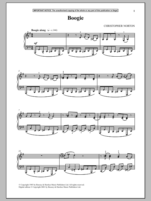 Learn to play Christopher Norton Boogie sheet music for Piano in minutes. Christopher Norton Boogie sheet music notes and chords