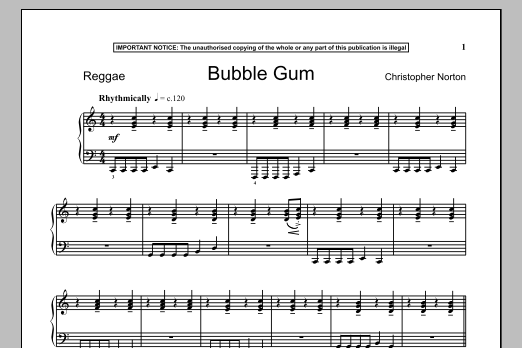 Learn to play Christopher Norton Bubble Gum sheet music for Piano in minutes. Christopher Norton Bubble Gum sheet music notes and chords