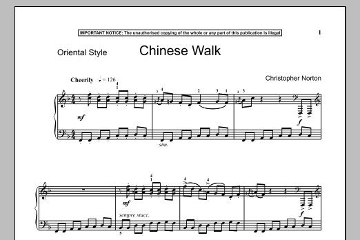 Learn to play Christopher Norton Chinese Walk sheet music for Piano in minutes. Christopher Norton Chinese Walk sheet music notes and chords