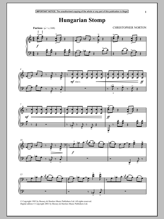Learn to play Christopher Norton Hungarian Stomp sheet music for Piano in minutes. Christopher Norton Hungarian Stomp sheet music notes and chords