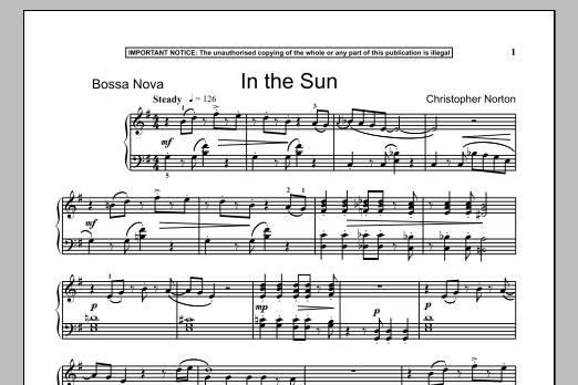 Learn to play Christopher Norton In The Sun sheet music for Piano in minutes. Christopher Norton In The Sun sheet music notes and chords