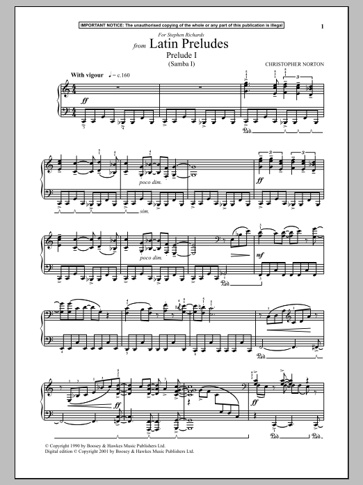 Learn to play Christopher Norton Latin Preludes, Prelude I (Samba I) sheet music for Piano in minutes. Christopher Norton Latin Preludes, Prelude I (Samba I) sheet music notes and chords