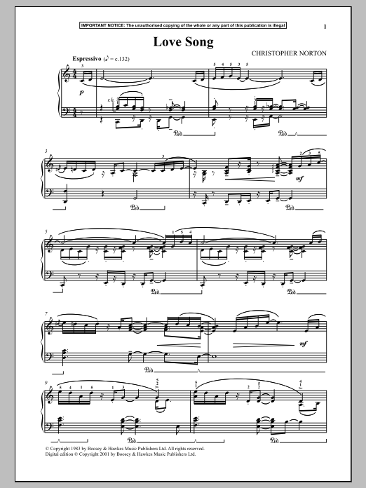 Learn to play Christopher Norton Love Song sheet music for Piano in minutes. Christopher Norton Love Song sheet music notes and chords