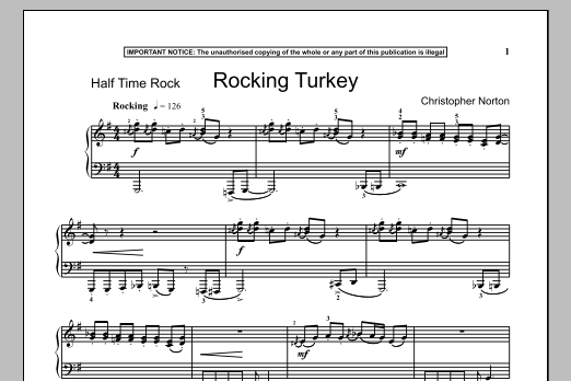 Learn to play Christopher Norton Rocking Turkey sheet music for Piano in minutes. Christopher Norton Rocking Turkey sheet music notes and chords