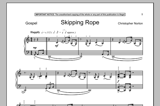 Learn to play Christopher Norton Skipping Rope sheet music for Piano in minutes. Christopher Norton Skipping Rope sheet music preview music notes and score for Piano including 1 page(s)