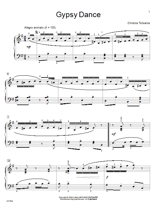 Learn to play Christos Tsitsaros Gypsy Dance sheet music for Easy Piano in minutes. Christos Tsitsaros Gypsy Dance sheet music preview music notes and score for Easy Piano including 3 page(s)