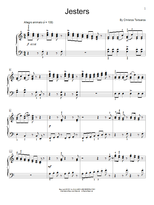 Learn to play Christos Tsitsaros Jesters sheet music for Easy Piano in minutes. Christos Tsitsaros Jesters sheet music preview music notes and score for Easy Piano including 3 page(s)