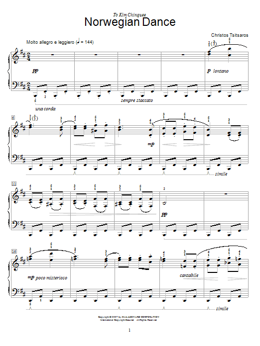 Learn to play Christos Tsitsaros Norwegian Dance sheet music for Easy Piano in minutes. Christos Tsitsaros Norwegian Dance sheet music preview music notes and score for Easy Piano including 3 page(s)