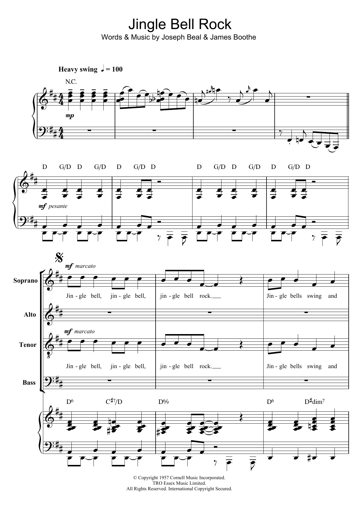 Learn to play Chubby Checker Jingle Bell Rock sheet music for SATB in minutes. Chubby Checker Jingle Bell Rock sheet music preview music notes and score for SATB including 8 page(s)