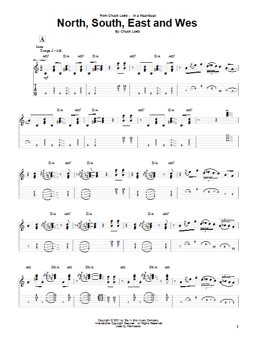 Chuck Loeb North, South, East And Wes sheet music, chords, lyrics - Printable PDF for Guitar Tab