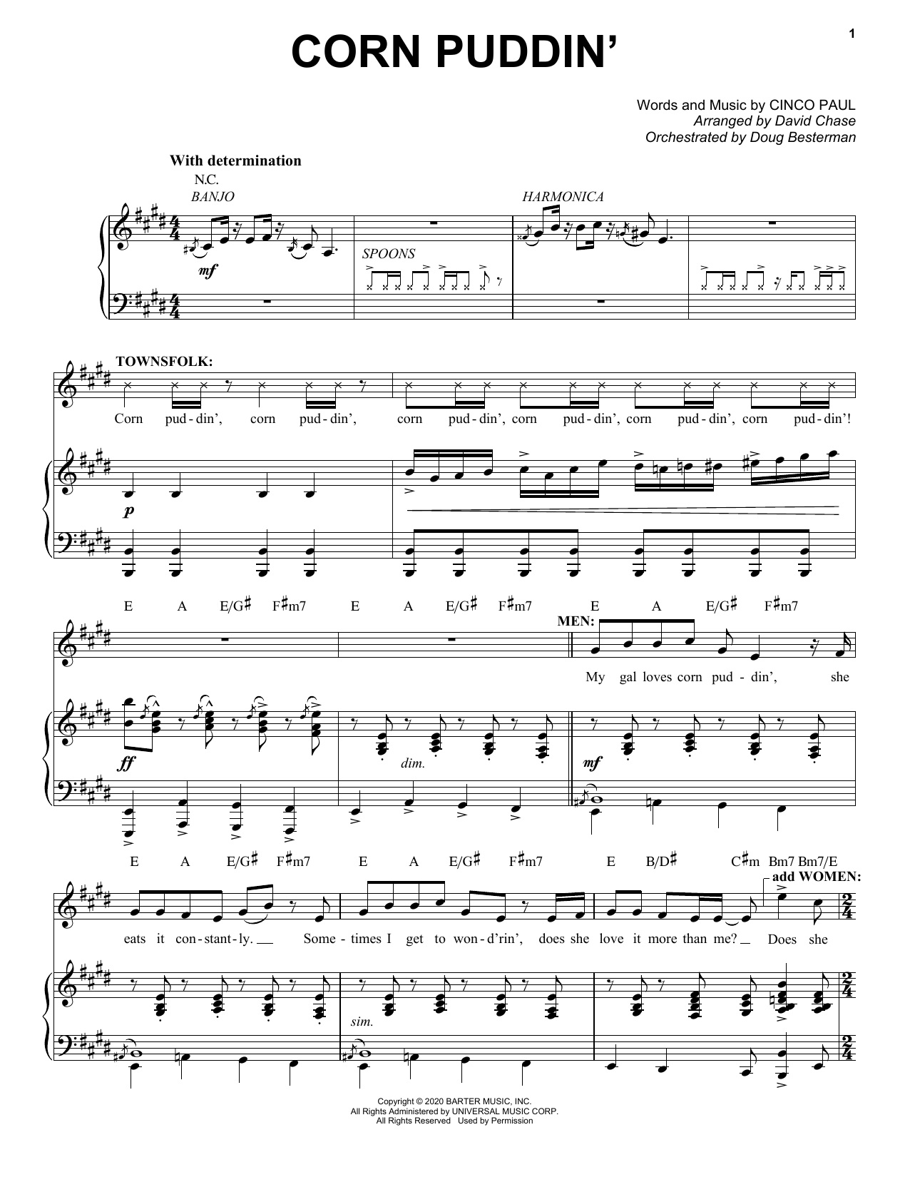 Cinco Paul Corn Puddin' (from Schmigadoon!) sheet music, chords, lyrics - Printable PDF for Piano & Vocal