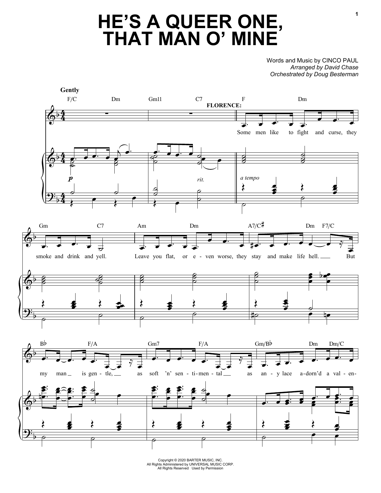 Cinco Paul He's A Queer One, That Man O' Mine (from Schmigadoon!) sheet music, chords, lyrics - Printable PDF for Piano & Vocal