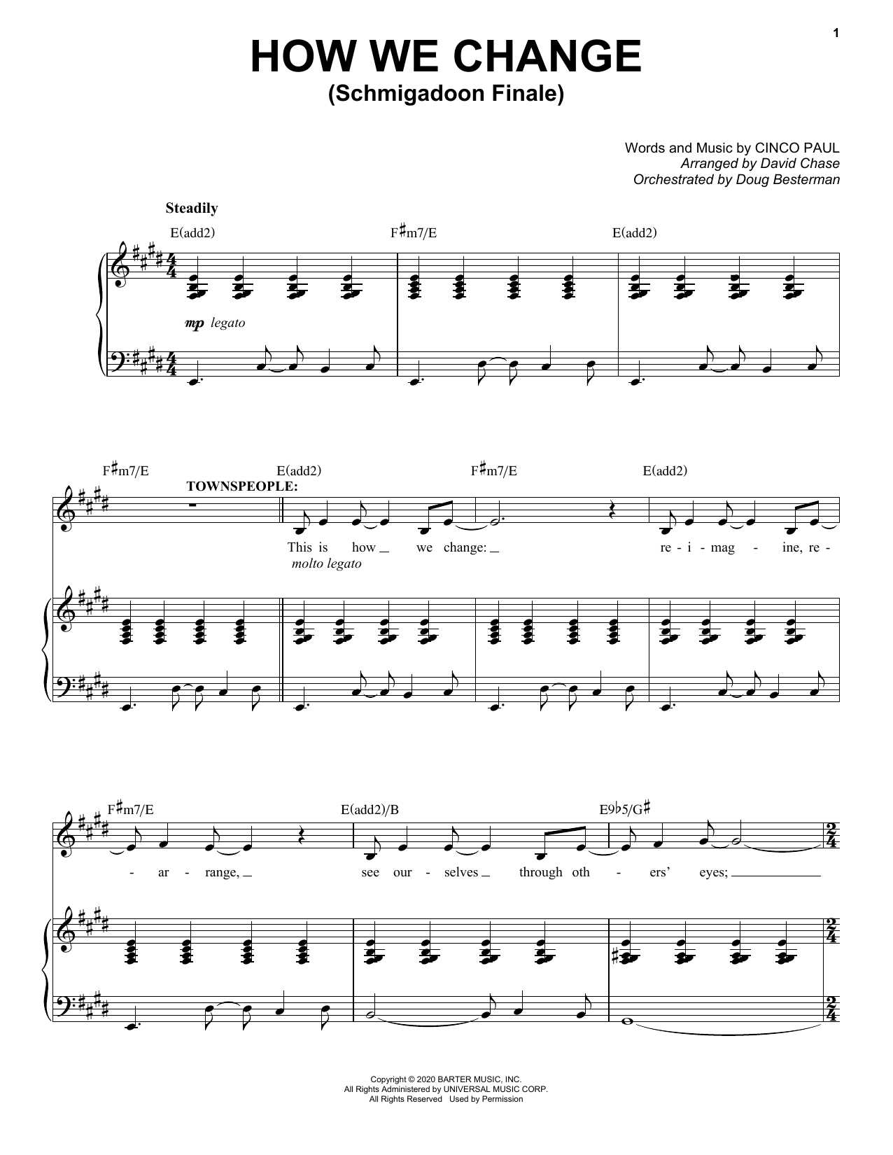 Cinco Paul How We Change / Finale (from Schmigadoon!) sheet music, chords, lyrics - Printable PDF for Piano & Vocal