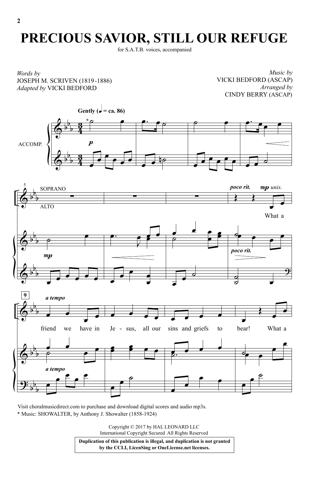 Cindy Berry Precious Savior, Still Our Refuge sheet music, chords, lyrics - Printable PDF for SATB
