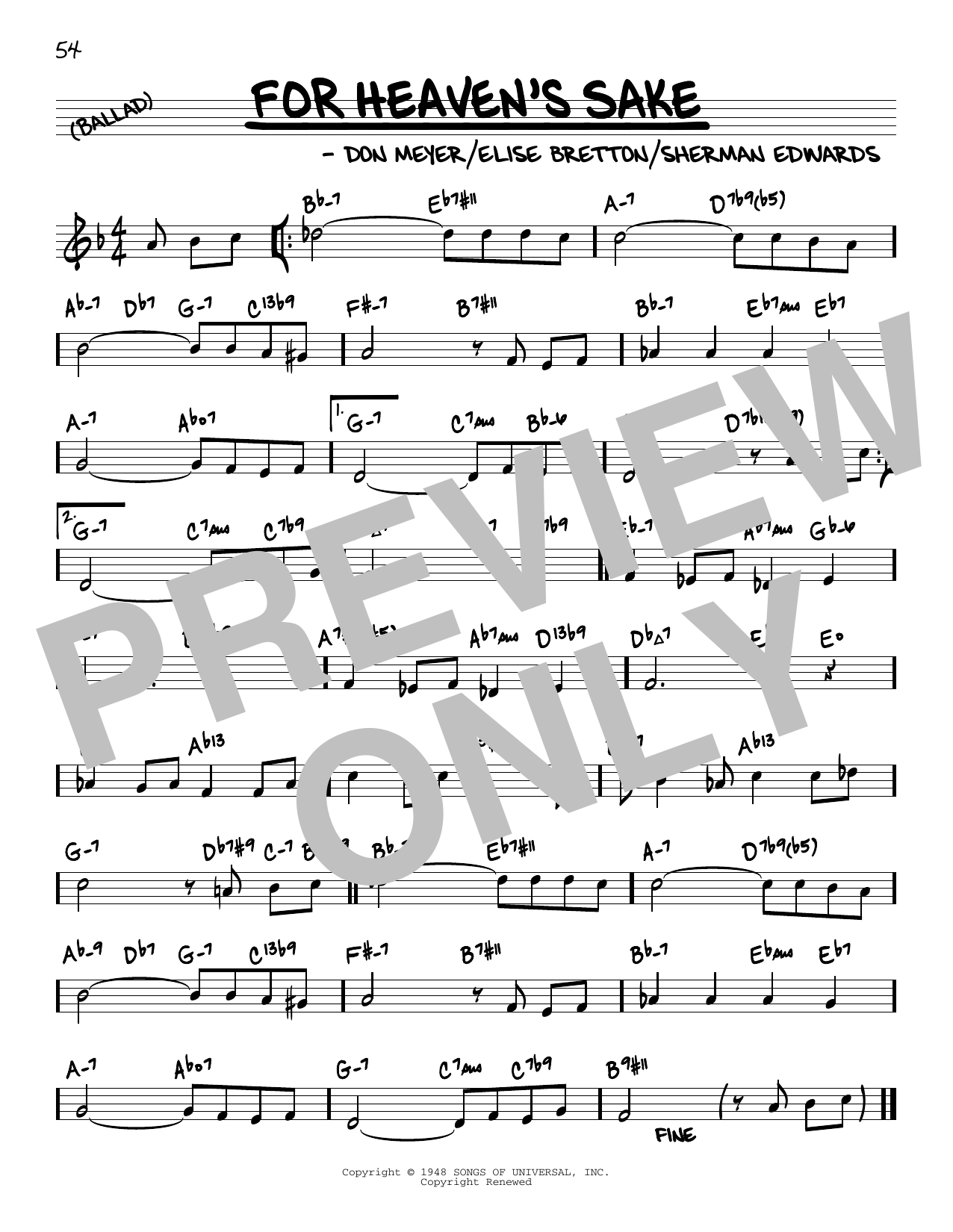 Claude Thornhill For Heaven's Sake (arr. David Hazeltine) sheet music, chords, lyrics - Printable PDF for Real Book – Enhanced Chords