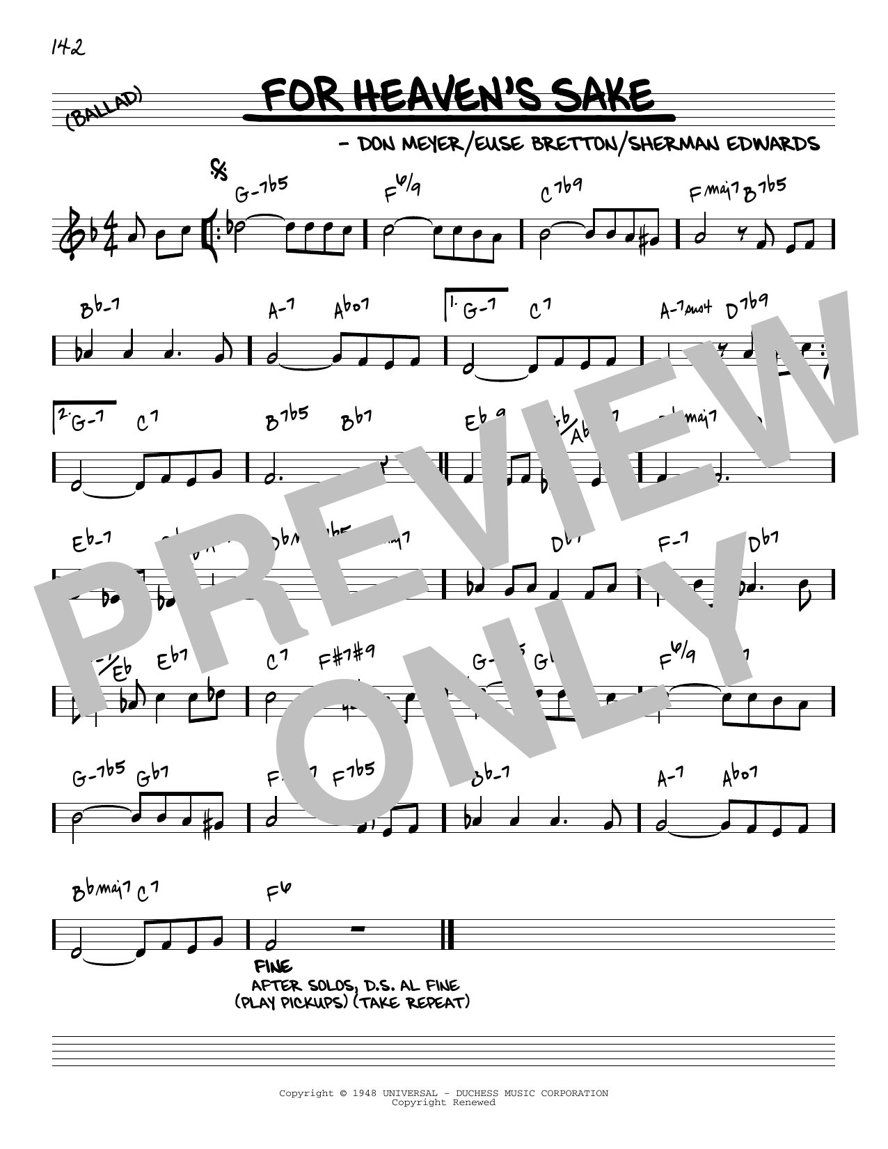 Claude Thornhill For Heaven's Sake [Reharmonized version] (arr. Jack Grassel) sheet music, chords, lyrics - Printable PDF for Real Book – Melody & Chords