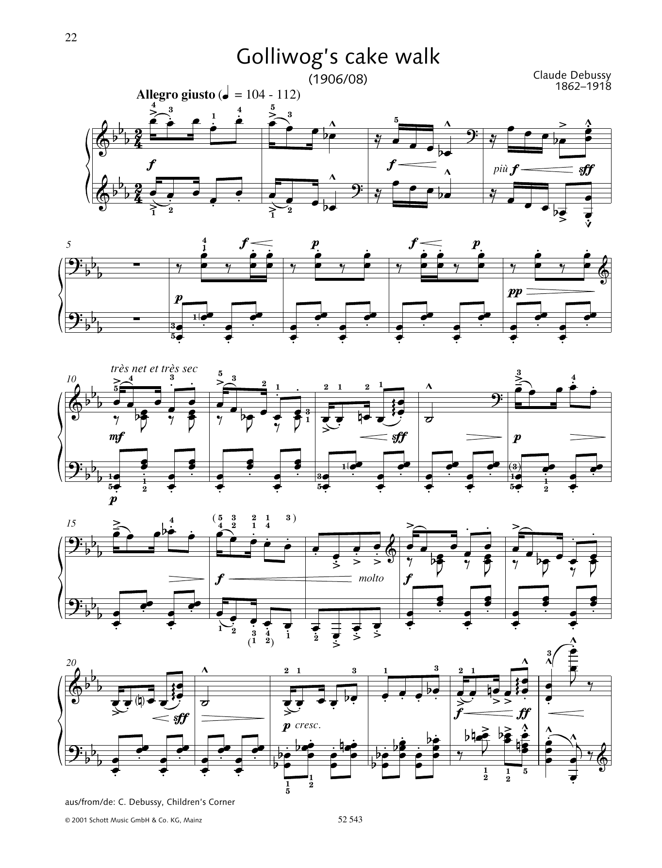 Learn to play Claude Debussy Golliwogg's Cake Walk sheet music for Piano in minutes. Claude Debussy Golliwogg's Cake Walk sheet music preview music notes and score for Piano including 5 page(s)