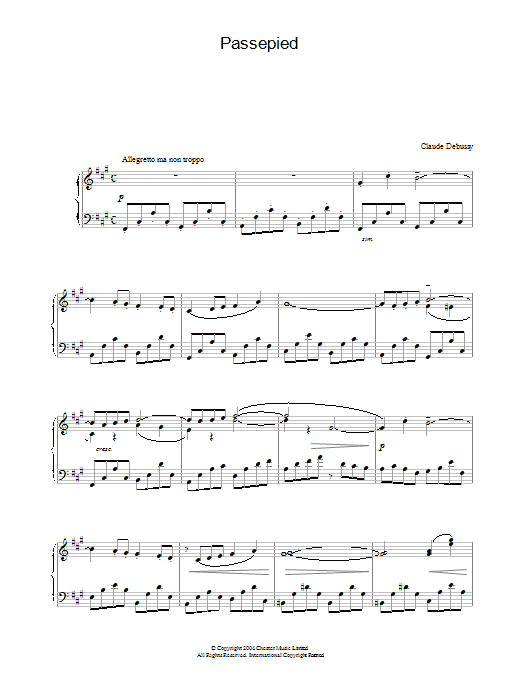 Learn to play Claude Debussy Passepied sheet music for Piano in minutes. Claude Debussy Passepied sheet music preview music notes and score for Piano including 8 page(s)