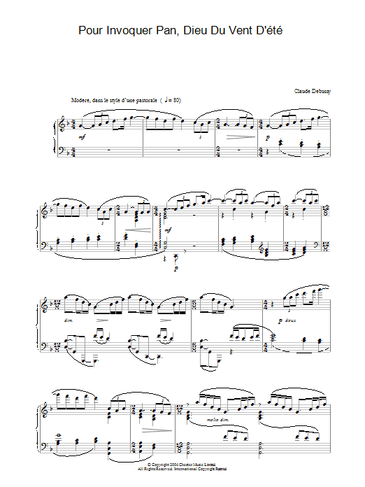 Learn to play Claude Debussy Pour Invoquer Pan, Dieu Du Vent D'été sheet music for Piano in minutes. Claude Debussy Pour Invoquer Pan, Dieu Du Vent D'été sheet music preview music notes and score for Piano including 3 page(s)