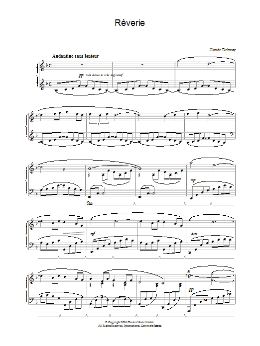 Learn to play Claude Debussy Rêverie sheet music for Piano in minutes. Claude Debussy Rêverie sheet music preview music notes and score for Piano including 5 page(s)