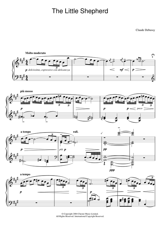 Learn to play Claude Debussy The Little Shepherd sheet music for Piano Solo in minutes. Claude Debussy The Little Shepherd sheet music preview music notes and score for Piano Solo including 2 page(s)