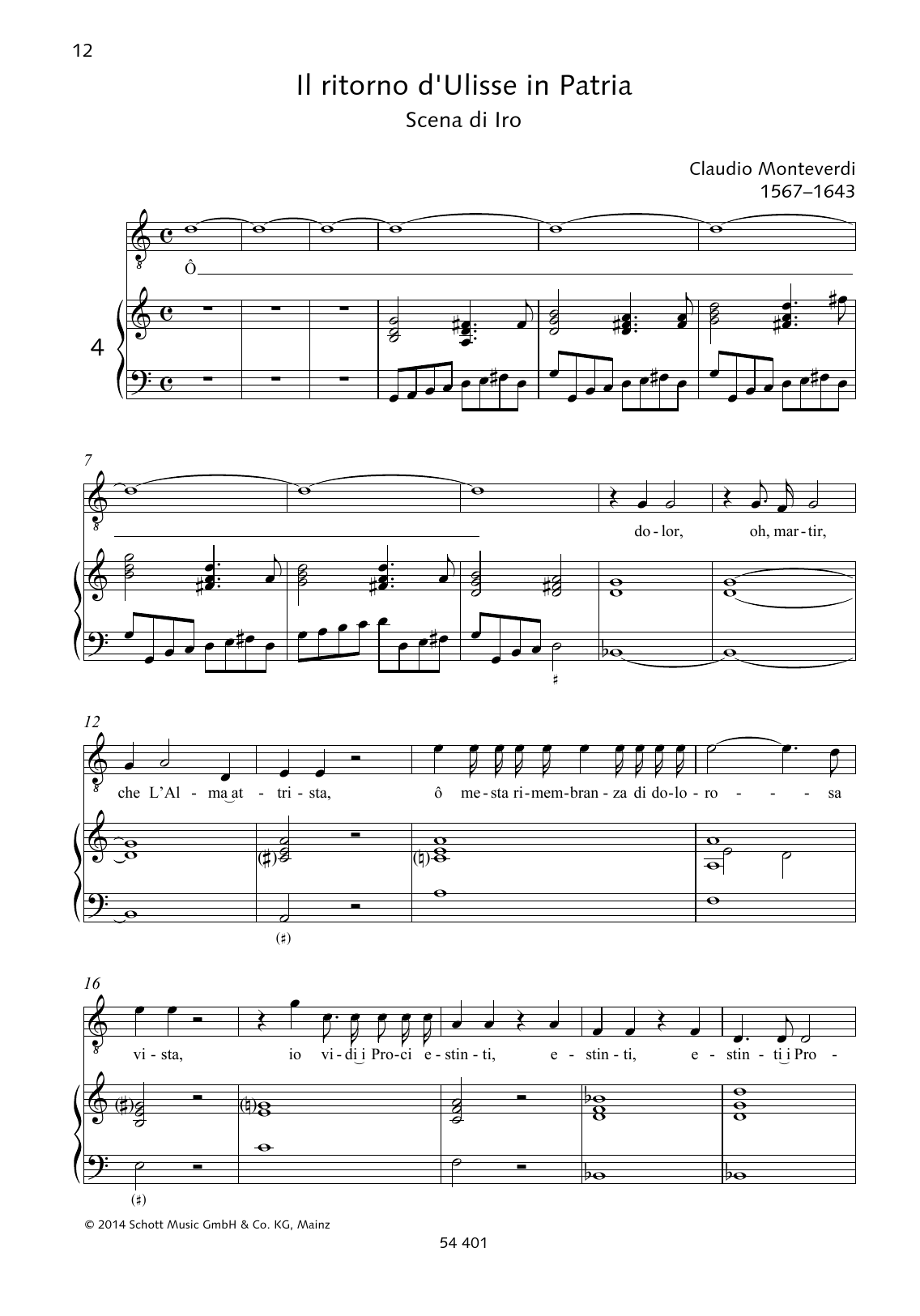 Claudio Monteverdi À dolor, oh, martir sheet music, chords, lyrics - Printable PDF for Piano & Vocal