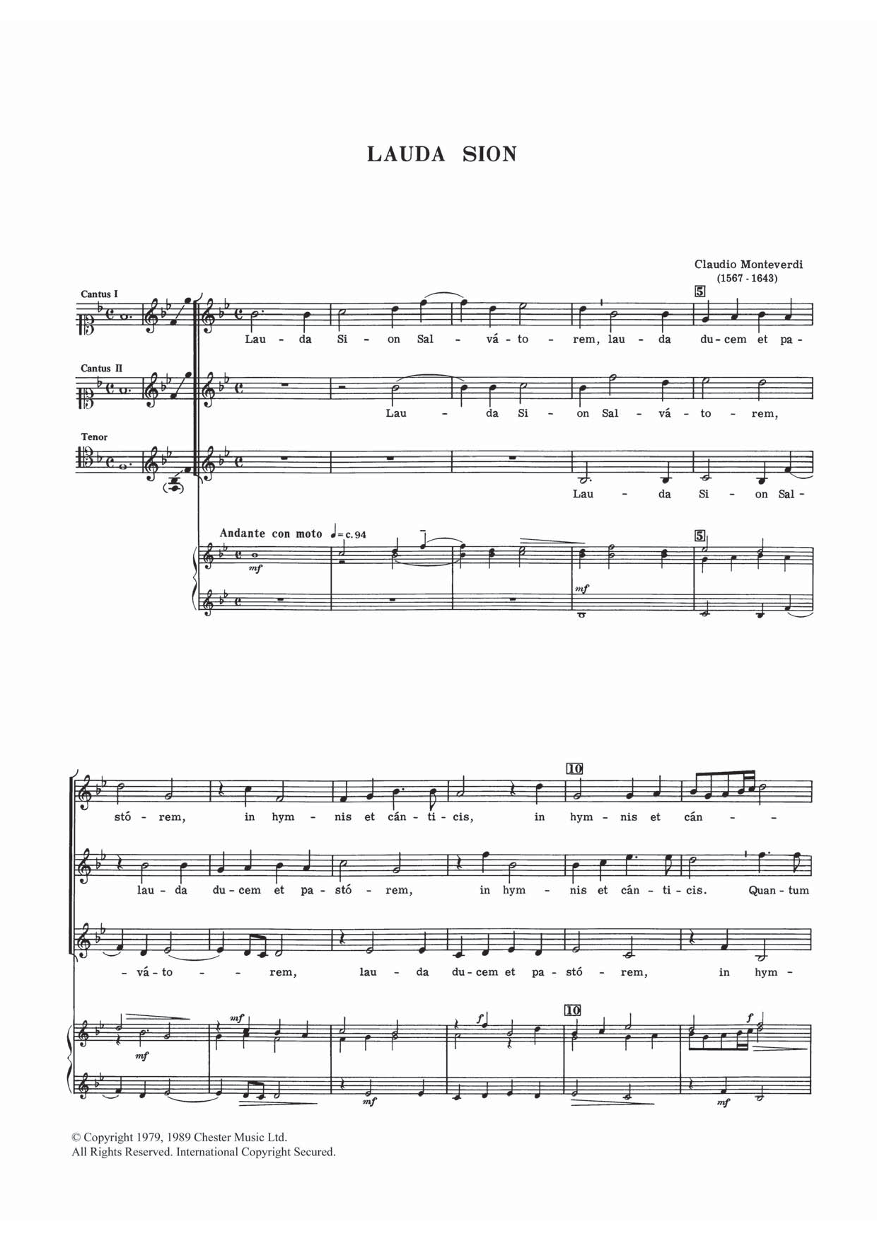 Learn to play Claudio Monteverdi Lauda Sion sheet music for Choral SST in minutes. Claudio Monteverdi Lauda Sion sheet music preview music notes and score for Choral SST including 3 page(s)