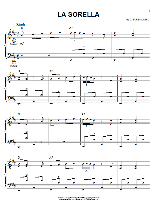 C. Borel-Clerc La Sorella sheet music, chords, lyrics - Printable PDF for Accordion