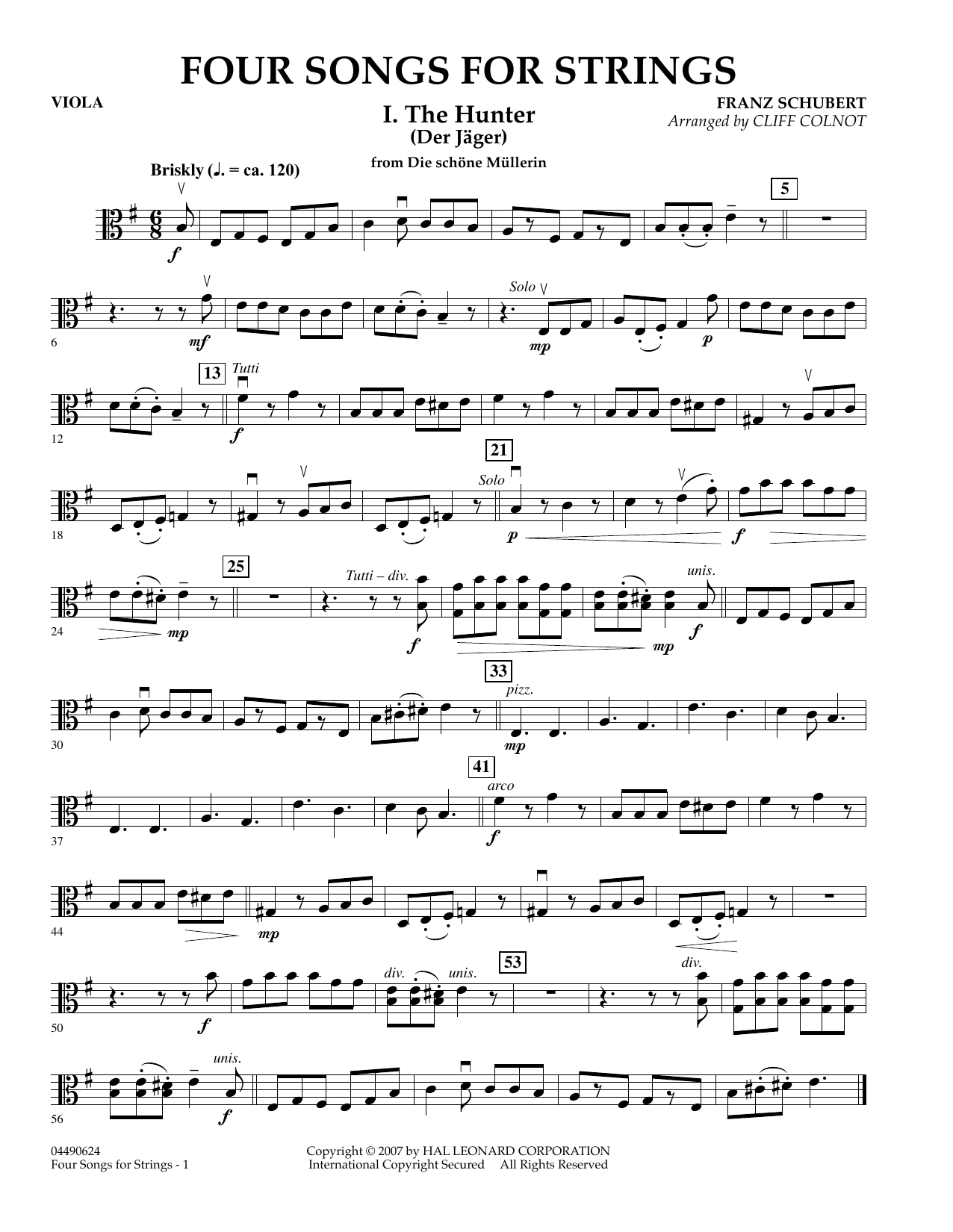 Cliff Colnot Four Songs for Strings - Viola sheet music preview music notes and score for Orchestra including 7 page(s)