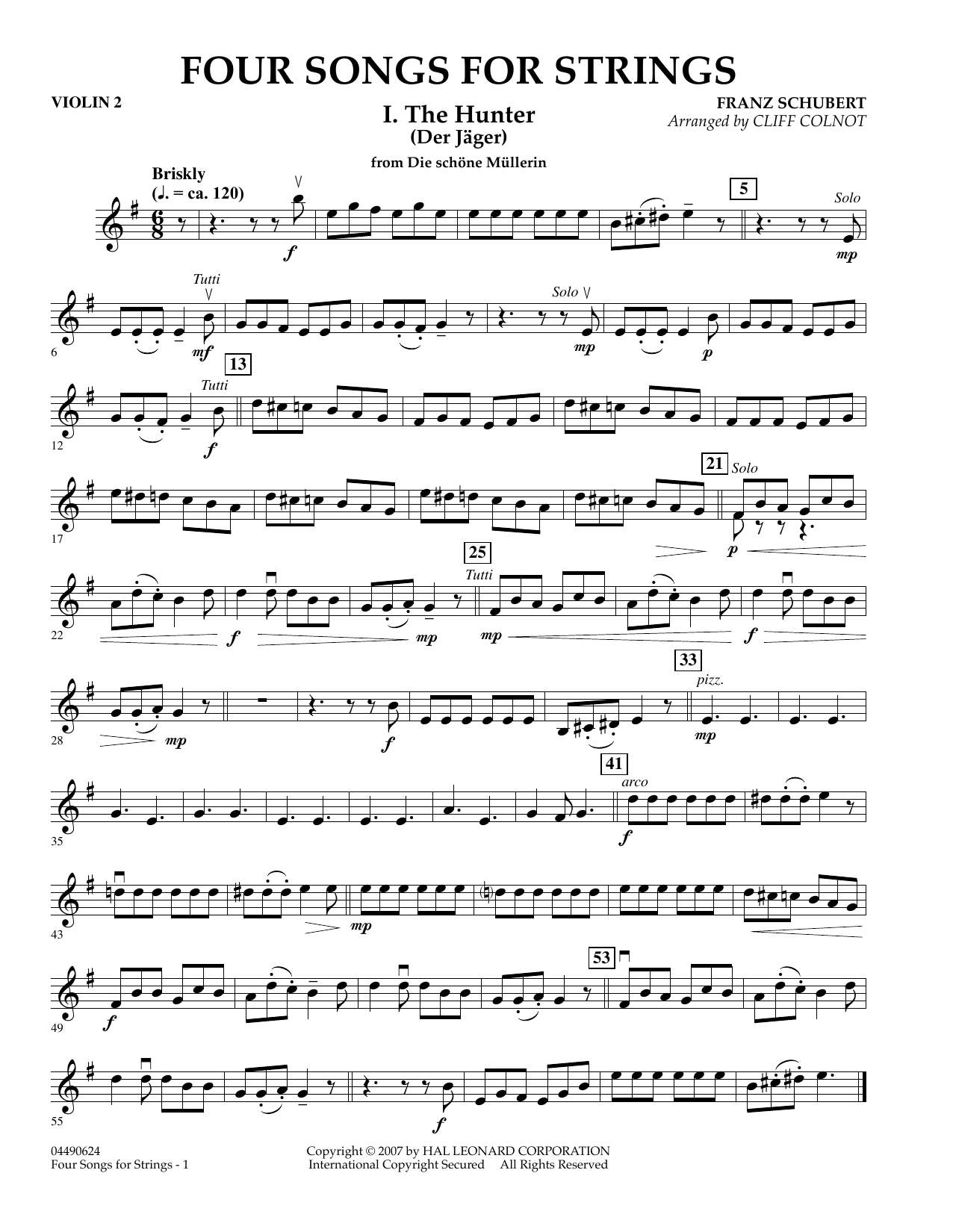 Learn to play Cliff Colnot Four Songs for Strings - Violin 2 sheet music for Orchestra in minutes. Cliff Colnot Four Songs for Strings - Violin 2 sheet music preview music notes and score for Orchestra including 7 page(s)
