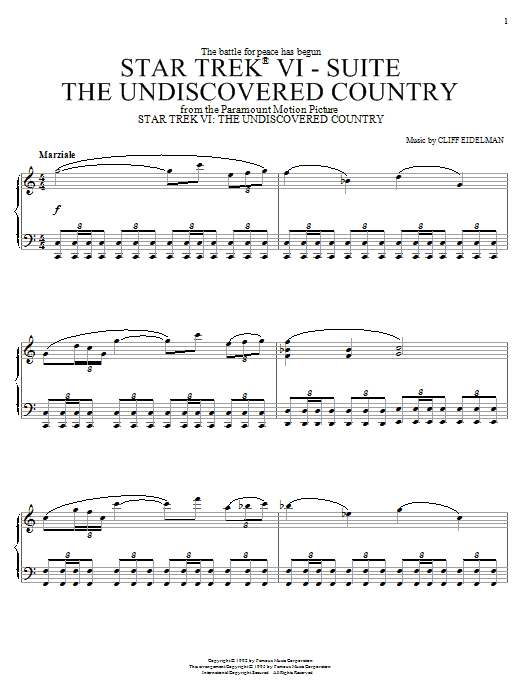 Learn to play Cliff Eidelman Star Trek(R) VI - The Undiscovered Country sheet music for Piano in minutes. Cliff Eidelman Star Trek(R) VI - The Undiscovered Country sheet music notes and chords