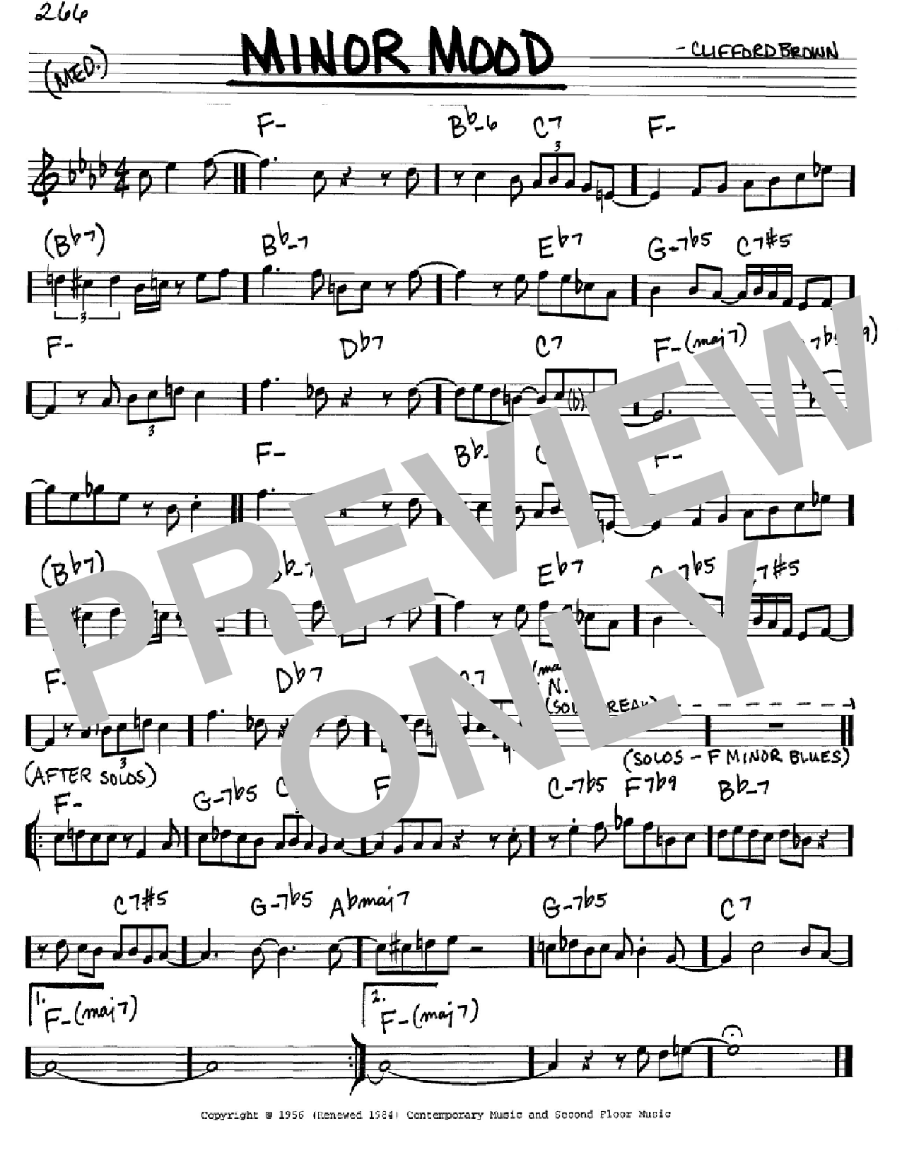 Clifford Brown Minor Mood sheet music, chords, lyrics - Printable PDF for Real Book - Melody & Chords - C Instruments